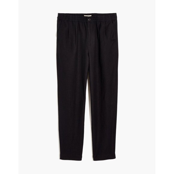 NWT Madewell Womens Size XL Black Linen-Blend Track Crop Trouser Pants NEW - Picture 1 of 5